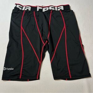Tesla Compression Shorts Black Red Athletic Performance Training Size 3XL